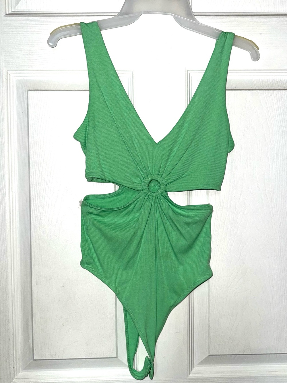 Green Cutout One-Piece Bodysuit with Ring Detail